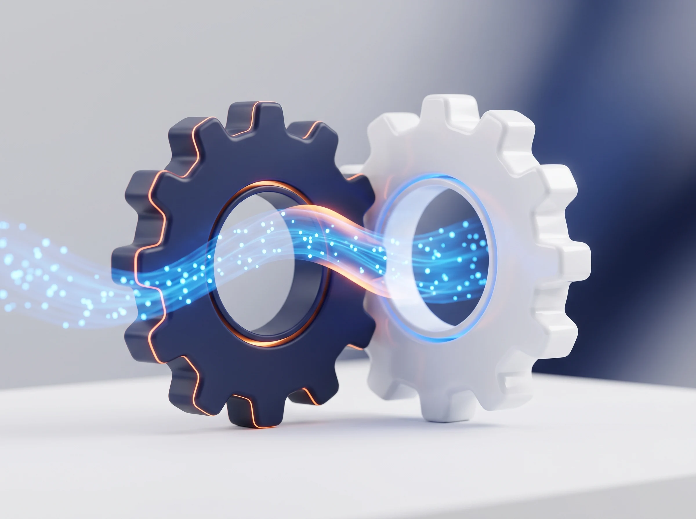 Illustration ineinandergreifender Zahnräder als Arbeitsablauf